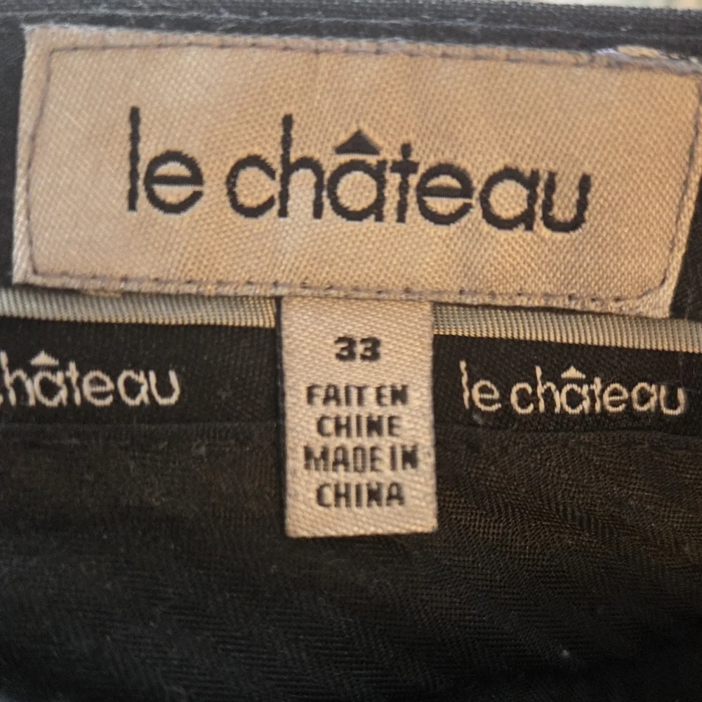 Le Chateau Black Pinstripe Wide Leg Pants Size 33 - Picture 6 of 6